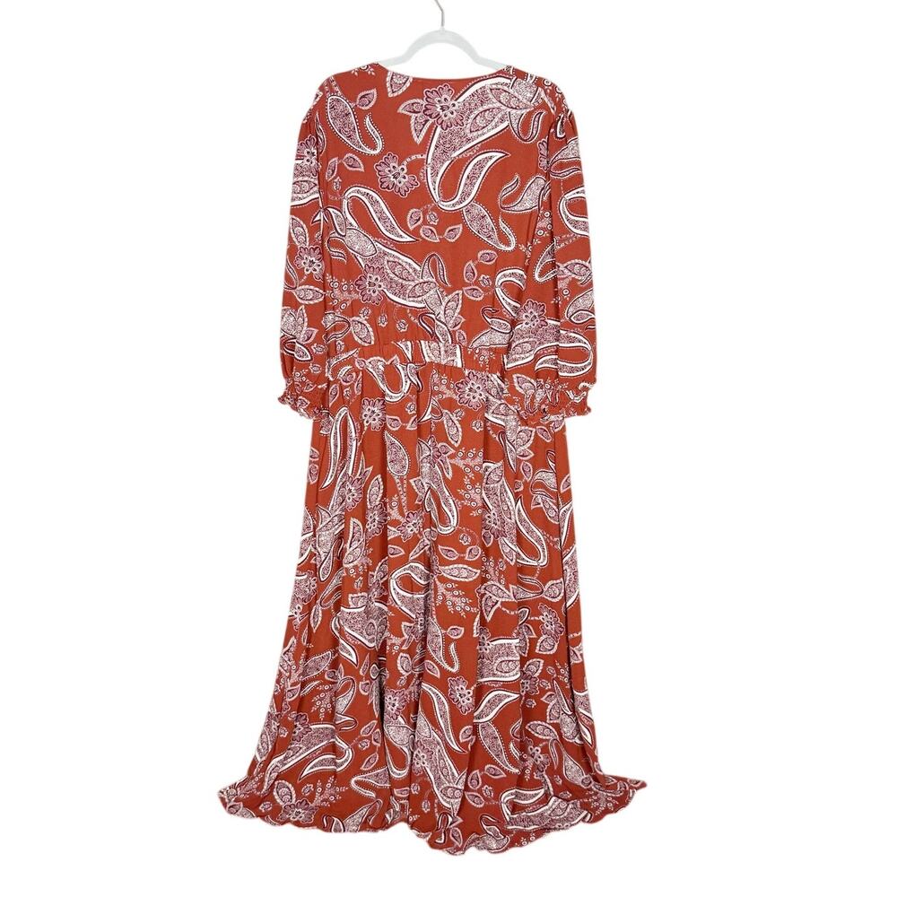 City Chic Jessie Print Maxi Dress Paisley Ginger Print Orange Plus Size 22 NEW - Picture 4 of 7